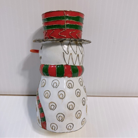 Metal Snowman Candle Stick Holder Centerpiece 4" Tall with 12" Candle - Picture 12 of 13